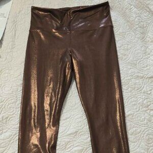 Athleta women's elation shimmer leggings cinnamon brown size M
